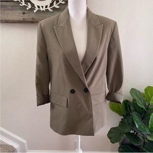 Zara double breasted blazer jacket tan‎ taupe size XS NWT
